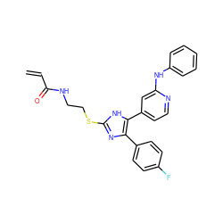 C=CC(=O)NCCSc1nc(-c2ccc(F)cc2)c(-c2ccnc(Nc3ccccc3)c2)[nH]1 ZINC001772646931