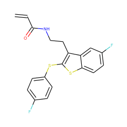 C=CC(=O)NCCc1c(Sc2ccc(F)cc2)sc2ccc(F)cc12 ZINC000071331989