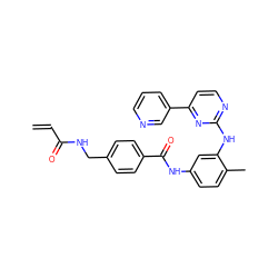 C=CC(=O)NCc1ccc(C(=O)Nc2ccc(C)c(Nc3nccc(-c4cccnc4)n3)c2)cc1 ZINC000140300050