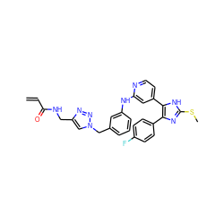 C=CC(=O)NCc1cn(Cc2cccc(Nc3cc(-c4[nH]c(SC)nc4-c4ccc(F)cc4)ccn3)c2)nn1 ZINC001772621268