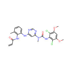 C=CC(=O)Nc1c(C)cccc1Nc1cc(N(C)C(=O)Nc2c(Cl)c(OC)cc(OC)c2Cl)ncn1 ZINC001772619614