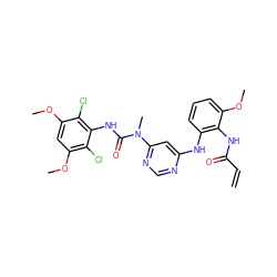 C=CC(=O)Nc1c(Nc2cc(N(C)C(=O)Nc3c(Cl)c(OC)cc(OC)c3Cl)ncn2)cccc1OC ZINC001772643706