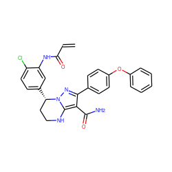 C=CC(=O)Nc1cc([C@H]2CCNc3c(C(N)=O)c(-c4ccc(Oc5ccccc5)cc4)nn32)ccc1Cl ZINC001772604462