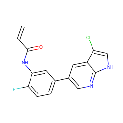 C=CC(=O)Nc1cc(-c2cnc3[nH]cc(Cl)c3c2)ccc1F ZINC000221043132