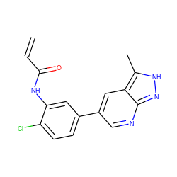 C=CC(=O)Nc1cc(-c2cnc3n[nH]c(C)c3c2)ccc1Cl ZINC000221013719