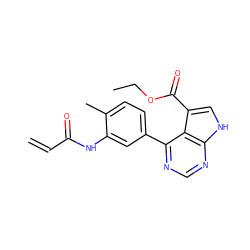 C=CC(=O)Nc1cc(-c2ncnc3[nH]cc(C(=O)OCC)c23)ccc1C ZINC000206766716