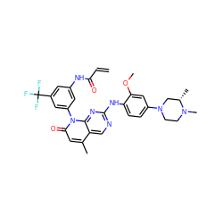 C=CC(=O)Nc1cc(-n2c(=O)cc(C)c3cnc(Nc4ccc(N5CCN(C)[C@@H](C)C5)cc4OC)nc32)cc(C(F)(F)F)c1 ZINC001772586391