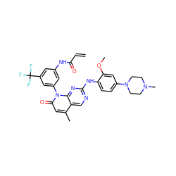 C=CC(=O)Nc1cc(-n2c(=O)cc(C)c3cnc(Nc4ccc(N5CCN(C)CC5)cc4OC)nc32)cc(C(F)(F)F)c1 ZINC001772586437