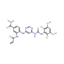 C=CC(=O)Nc1cc(C(=O)N(C)C)ccc1Nc1cc(N(C)C(=O)Nc2c(Cl)c(OC)cc(OC)c2Cl)ncn1 ZINC001772647844