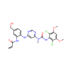 C=CC(=O)Nc1cc(CO)ccc1Nc1cc(N(C)C(=O)Nc2c(Cl)c(OC)cc(OC)c2Cl)ncn1 ZINC001772596073