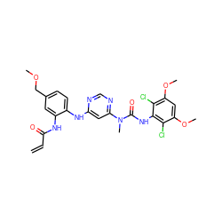 C=CC(=O)Nc1cc(COC)ccc1Nc1cc(N(C)C(=O)Nc2c(Cl)c(OC)cc(OC)c2Cl)ncn1 ZINC001772649456