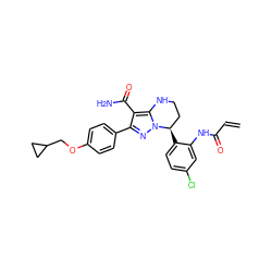 C=CC(=O)Nc1cc(Cl)ccc1[C@@H]1CCNc2c(C(N)=O)c(-c3ccc(OCC4CC4)cc3)nn21 ZINC001772627387