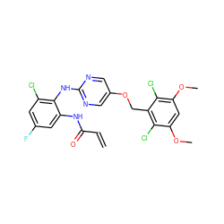 C=CC(=O)Nc1cc(F)cc(Cl)c1Nc1ncc(OCc2c(Cl)c(OC)cc(OC)c2Cl)cn1 ZINC001772642689