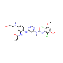 C=CC(=O)Nc1cc(N(C)CCO)ccc1Nc1cc(N(C)C(=O)Nc2c(Cl)c(OC)cc(OC)c2Cl)ncn1 ZINC001772590176