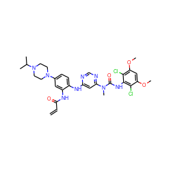 C=CC(=O)Nc1cc(N2CCN(C(C)C)CC2)ccc1Nc1cc(N(C)C(=O)Nc2c(Cl)c(OC)cc(OC)c2Cl)ncn1 ZINC001772602033