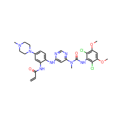 C=CC(=O)Nc1cc(N2CCN(C)CC2)ccc1Nc1cc(N(C)C(=O)Nc2c(Cl)c(OC)cc(OC)c2Cl)ncn1 ZINC001772631237