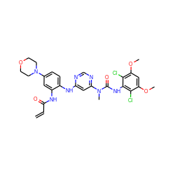 C=CC(=O)Nc1cc(N2CCOCC2)ccc1Nc1cc(N(C)C(=O)Nc2c(Cl)c(OC)cc(OC)c2Cl)ncn1 ZINC001772644970