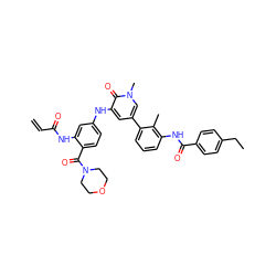 C=CC(=O)Nc1cc(Nc2cc(-c3cccc(NC(=O)c4ccc(CC)cc4)c3C)cn(C)c2=O)ccc1C(=O)N1CCOCC1 ZINC001772574009