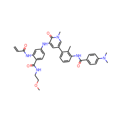 C=CC(=O)Nc1cc(Nc2cc(-c3cccc(NC(=O)c4ccc(N(C)C)cc4)c3C)cn(C)c2=O)ccc1C(=O)NCCOC ZINC001772655148