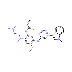 C=CC(=O)Nc1cc(Nc2cc(-c3cn(C)c4ccccc34)ncn2)c(OC)cc1N(C)CCN(C)C ZINC001772605482