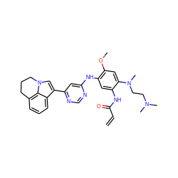 C=CC(=O)Nc1cc(Nc2cc(-c3cn4c5c(cccc35)CCC4)ncn2)c(OC)cc1N(C)CCN(C)C ZINC001772618453