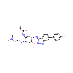 C=CC(=O)Nc1cc(Nc2n[nH]c3cc(-c4ccc(F)cc4)ccc23)c(OC)cc1N(C)CCN(C)C ZINC001772602085