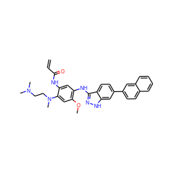 C=CC(=O)Nc1cc(Nc2n[nH]c3cc(-c4ccc5ccccc5c4)ccc23)c(OC)cc1N(C)CCN(C)C ZINC001772572098