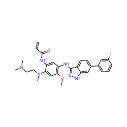 C=CC(=O)Nc1cc(Nc2n[nH]c3cc(-c4cccc(F)c4)ccc23)c(OC)cc1N(C)CCN(C)C ZINC001772634942