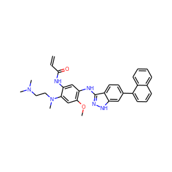 C=CC(=O)Nc1cc(Nc2n[nH]c3cc(-c4cccc5ccccc45)ccc23)c(OC)cc1N(C)CCN(C)C ZINC001772575259