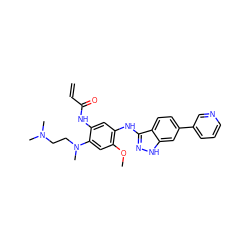 C=CC(=O)Nc1cc(Nc2n[nH]c3cc(-c4cccnc4)ccc23)c(OC)cc1N(C)CCN(C)C ZINC001772627550