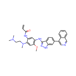 C=CC(=O)Nc1cc(Nc2n[nH]c3cc(-c4cncc5ccccc45)ccc23)c(OC)cc1N(C)CCN(C)C ZINC001772654170