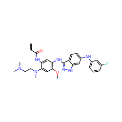 C=CC(=O)Nc1cc(Nc2n[nH]c3cc(Nc4cccc(F)c4)ccc23)c(OC)cc1N(C)CCN(C)C ZINC001772634570