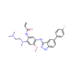 C=CC(=O)Nc1cc(Nc2n[nH]c3ccc(-c4ccc(F)cc4)cc23)c(OC)cc1N(C)CCN(C)C ZINC001772623960