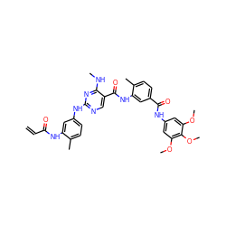 C=CC(=O)Nc1cc(Nc2ncc(C(=O)Nc3cc(C(=O)Nc4cc(OC)c(OC)c(OC)c4)ccc3C)c(NC)n2)ccc1C ZINC001772616991