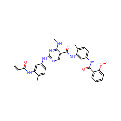 C=CC(=O)Nc1cc(Nc2ncc(C(=O)Nc3cc(NC(=O)c4ccccc4OC)ccc3C)c(NC)n2)ccc1C ZINC001772641660