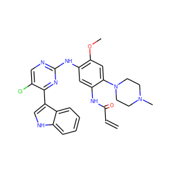 C=CC(=O)Nc1cc(Nc2ncc(Cl)c(-c3c[nH]c4ccccc34)n2)c(OC)cc1N1CCN(C)CC1 ZINC000096937391