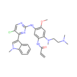 C=CC(=O)Nc1cc(Nc2ncc(Cl)c(-c3cn(C)c4ccccc34)n2)c(OC)cc1N(C)CCN(C)C ZINC000146562276