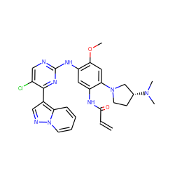 C=CC(=O)Nc1cc(Nc2ncc(Cl)c(-c3cnn4ccccc34)n2)c(OC)cc1N1CC[C@@H](N(C)C)C1 ZINC000219426509