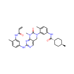 C=CC(=O)Nc1cc(Nc2ncc3c(n2)N(C)C(=O)N(c2cc(NC(=O)[C@H]4CC[C@H](C)CC4)ccc2C)C3)ccc1C ZINC001772650451