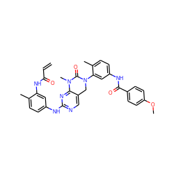 C=CC(=O)Nc1cc(Nc2ncc3c(n2)N(C)C(=O)N(c2cc(NC(=O)c4ccc(OC)cc4)ccc2C)C3)ccc1C ZINC001772585935