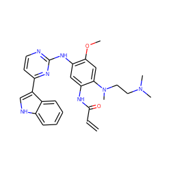 C=CC(=O)Nc1cc(Nc2nccc(-c3c[nH]c4ccccc34)n2)c(OC)cc1N(C)CCN(C)C ZINC000147059673