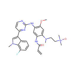 C=CC(=O)Nc1cc(Nc2nccc(-c3cn(C)c4c(F)cccc34)n2)c(OC)cc1N(C)CC[N+](C)(C)[O-] ZINC001772655407