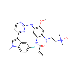 C=CC(=O)Nc1cc(Nc2nccc(-c3cn(C)c4ccc(F)cc34)n2)c(OC)cc1N(C)CC[N+](C)(C)[O-] ZINC001772619299