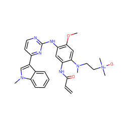 C=CC(=O)Nc1cc(Nc2nccc(-c3cn(C)c4ccccc34)n2)c(OC)cc1N(C)CC[N+](C)(C)[O-] ZINC001772604210