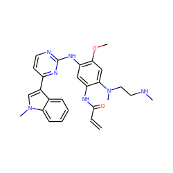 C=CC(=O)Nc1cc(Nc2nccc(-c3cn(C)c4ccccc34)n2)c(OC)cc1N(C)CCNC ZINC000146550081