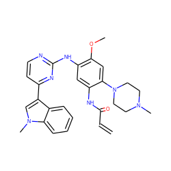 C=CC(=O)Nc1cc(Nc2nccc(-c3cn(C)c4ccccc34)n2)c(OC)cc1N1CCN(C)CC1 ZINC000219429509