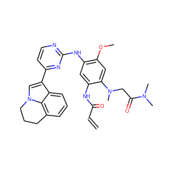 C=CC(=O)Nc1cc(Nc2nccc(-c3cn4c5c(cccc35)CCC4)n2)c(OC)cc1N(C)CC(=O)N(C)C ZINC001772601526