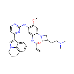 C=CC(=O)Nc1cc(Nc2nccc(-c3cn4c5c(cccc35)CCC4)n2)c(OC)cc1N1CC(CCN(C)C)C1 ZINC001772647244