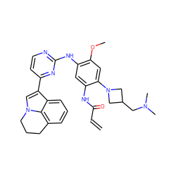 C=CC(=O)Nc1cc(Nc2nccc(-c3cn4c5c(cccc35)CCC4)n2)c(OC)cc1N1CC(CN(C)C)C1 ZINC001772623548