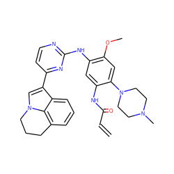 C=CC(=O)Nc1cc(Nc2nccc(-c3cn4c5c(cccc35)CCC4)n2)c(OC)cc1N1CCN(C)CC1 ZINC001772578373